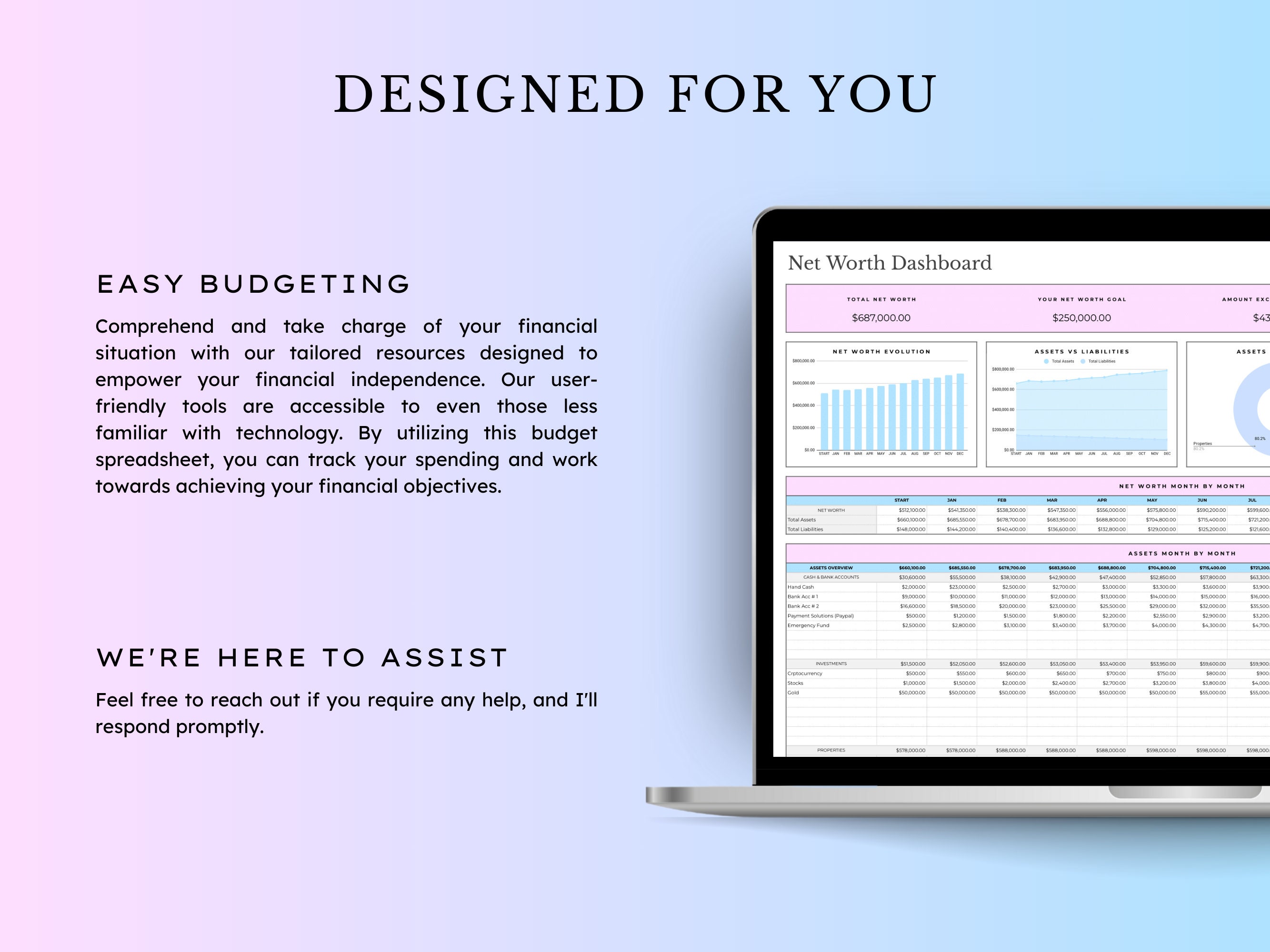 Net Worth Tracker Spreadsheet Template, Google Sheets Budget Template ...