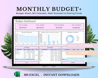 Monthly Budget Spreadsheet Template, Excel Budget Template, Budget By Paycheck, Paycheck Budget Planner, Expense Tracker, Financial Planner