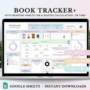 Book Tracker & Reading List Planner Google Sheets Excel Reading Tracker Book Review Spreadsheet Template Book Journal Gift for Book Lover