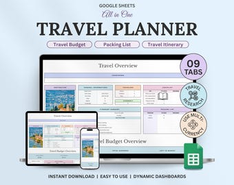 Reiseplaner Google Sheets Reiseplaner Digitale Reisebudget Tabelle Road Trip Planer Urlaub Urlaubsveranstalter Packliste