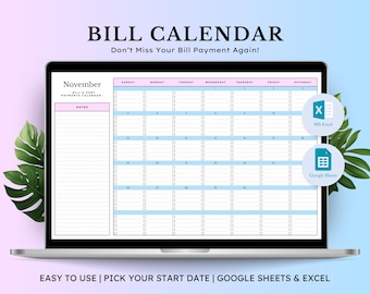 2026 Bill Calendar Template | Bill Tracker Google Sheets | Expense ...