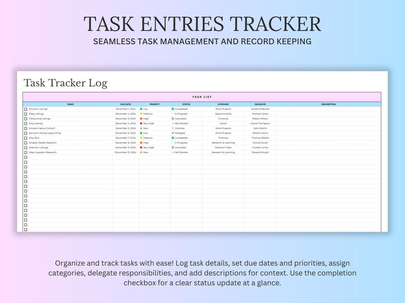 Task Tracker Spreadsheet Template for Google Sheets, to Do List ...