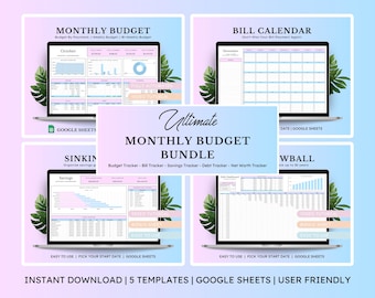 Monthly Budget Spreadsheet Template for Google Sheets, Budget By Paycheck, Paycheck Budget, Weekly Budget Tracker, Biweekly Budget Planner