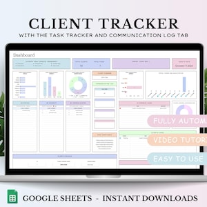 Client Tracker Spreadsheet for Small Business w/ Task Tracker Customer CRM Dashboard Google Sheets Lead Management Invoice Tracker
