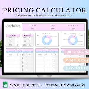 Pricing Calculator for Small Business, Google Sheets, Business Tracker, Handmade Products Pricing Template, Profit Calculator, Pricing Guide