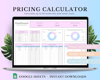 Pricing Calculator for Small Business, Google Sheets, Business Tracker, Handmade Products Pricing Template, Profit Calculator, Pricing Guide