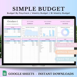 Budget Planner Spreadsheet, Google Sheets Budget Template, Monthly Budget Spreadsheet, Paycheck Budget, Budget By Paycheck, Biweekly Budget