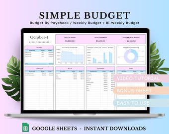 Budget Planner Spreadsheet, Google Sheets Budget Template, Monthly Budget Spreadsheet, Paycheck Budget, Budget By Paycheck, Biweekly Budget