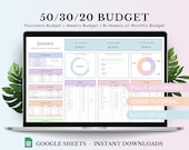 50/30/20 Budget Spreadsheet, Google Sheets Budget Template, Monthly Budget Planner, Paycheck Budget, Weekly Budget, 70/20/10 Budget Tracker