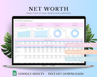 Net Worth Tracker Spreadsheet Template, Google Sheets Budget Template, Net Worth Dashboard, Assets & Liabilities Template, Financial Planner