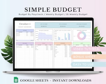 Budget Planner for Google Sheets, Monthly Budget Spreadsheet, Paycheck Budget, Budget By Paycheck, Weekly Budget, Biweekly Budget Tracker