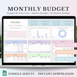Monthly Budget Spreadsheet, Google Sheets Budget Template, Budget By Paycheck, Paycheck Budget Planner, Weekly Budget, Biweekly Budget