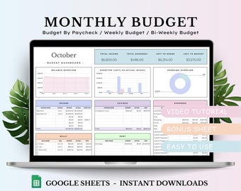 Monthly Budget Spreadsheet, Google Sheets Budget Template, Budget By Paycheck, Paycheck Budget Planner, Weekly Budget, Biweekly Budget