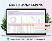 Small Business Bookkeeping Template, Easy Income and Expense Tracker, Tax Planner, Profit Calculation Finance Spreadsheet, Google Sheets