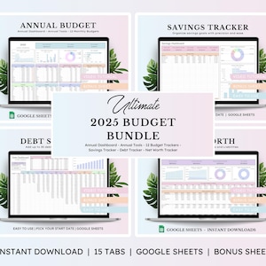 Annual & Monthly Budget Spreadsheet for Google Sheets, Paycheck Budget Template, Financial Planner, Expense Tracker, Weekly Budget Planner
