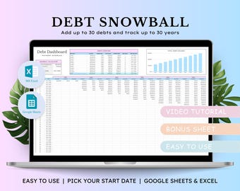 Debt Snowball Calculator, Google Sheets Budget Template, Excel Spreadsheet, Debt Tracker, Debt Payoff Tracker, Debt Repayment Tracker