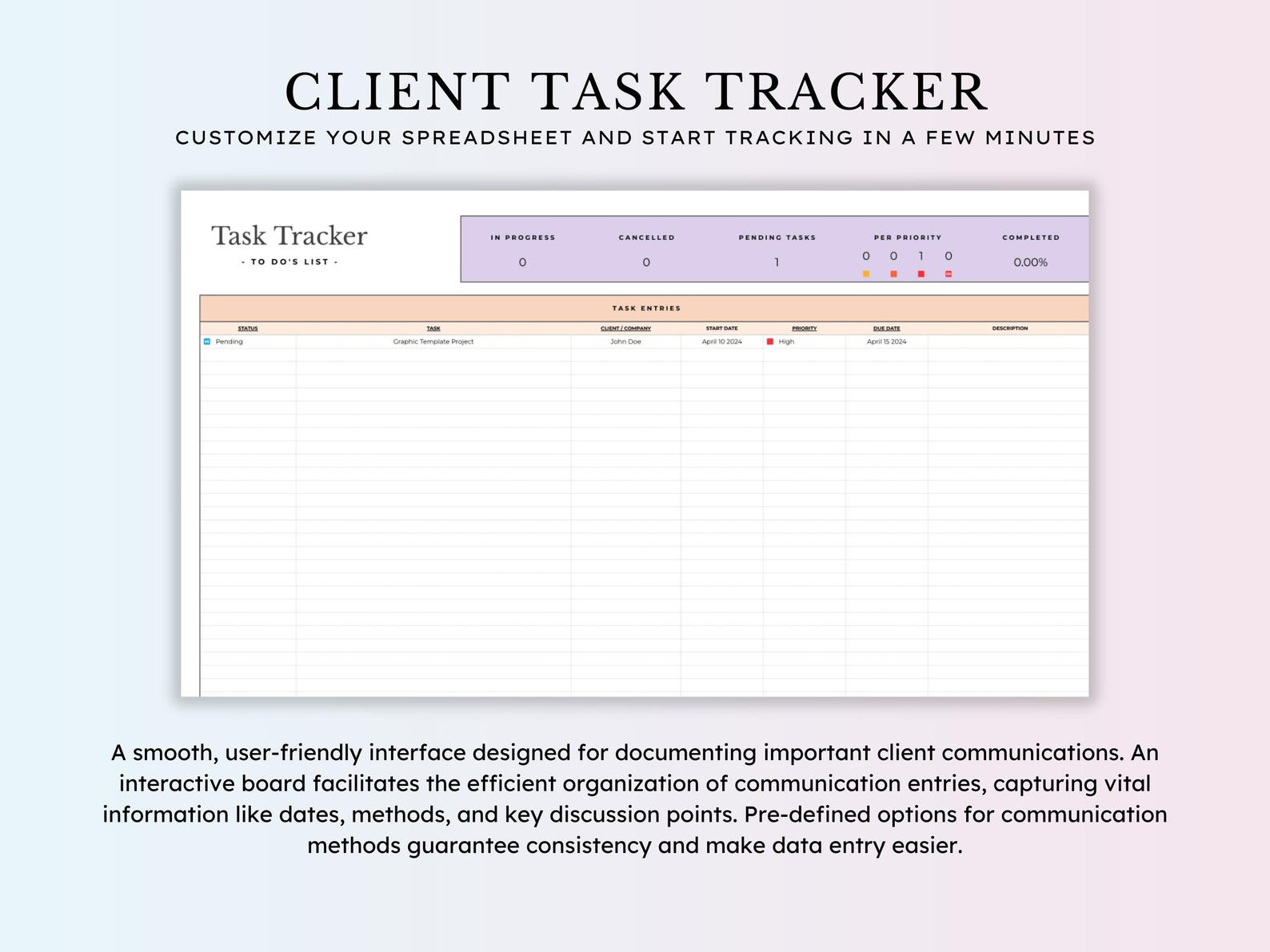 Client Tracker Spreadsheet for Small Business W/ Task Tracker Customer ...