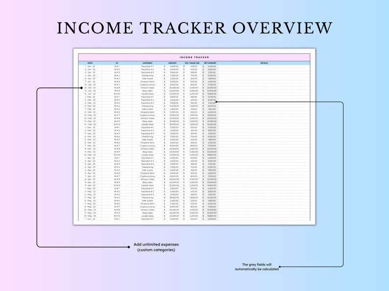 Easy Bookkeeping Template, Small Business Finance Spreadsheet, Income ...