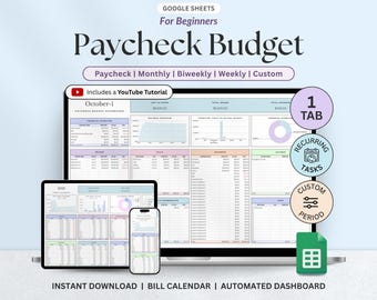 Budget By Paycheck Budget Planner Google Sheets Monthly Budget Template Weekly Budget Tracker Biweekly Budget Spreadsheet Expense Tracker