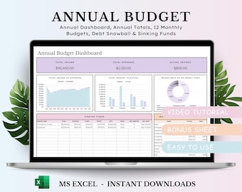 Annual & Monthly Budget Spreadsheet Template for Excel Budget By Paycheck Biweekly Budget Template Paycheck Budget Planner Expense Tracker