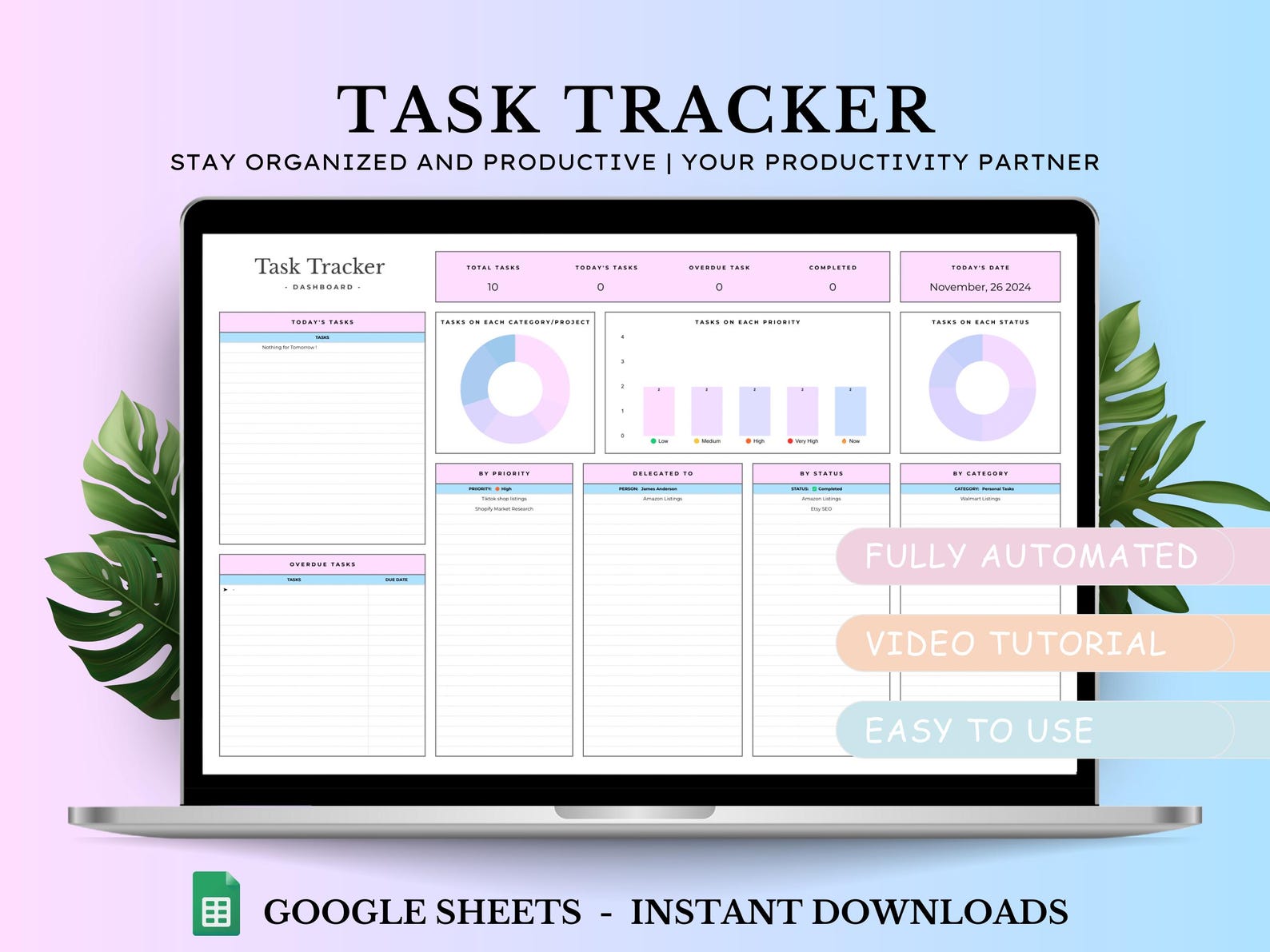 Task Tracker Spreadsheet Template for Google Sheets, to Do List ...
