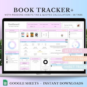 Ultimate Book Tracker, Tracker di lettura con collezione di libri, pianificatore di lettura e modello di foglio di calcolo per recensioni di libri, regalo per gli amanti dei libri