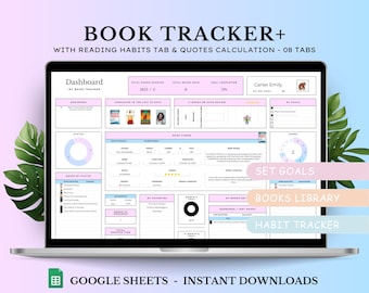 Book Tracker & Reading List Planner Google Sheets Excel Reading Tracker Book Review Spreadsheet Template Book Journal Gift for Book Lover