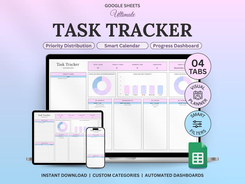 Task Tracker Spreadsheet Template for Google Sheets, to Do List ...