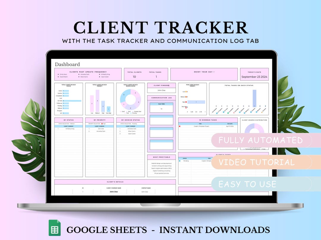Client Tracker & Management for Small Business, CRM Tracker, Task ...