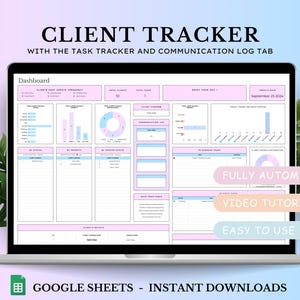 Client Tracker & Management for Small Business, CRM Tracker, Task Tracker and Communication Log for Customer and Lead Management