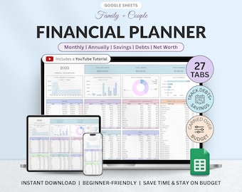 Family And Couple Annual Budget Google Sheets Spreadsheet Monthly Biweekly Budget Tracker Financial Planner Bill Calendar Debt Tracker
