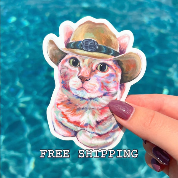 Cute Cowboy Cat Sticker Colorful Western Cat Sticker Southwestern Cowgirl Cat Sticker Country Cat Sticker Western Valentine Gift Stickers