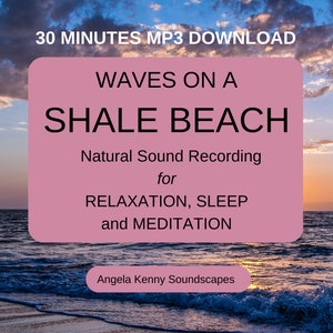 Waves on a Shale Beach Natural Sound Recording. Thirty-Minute MP3 Download