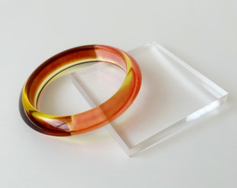 Acrylic Bracelet Transparent Gradient. 1990s. Translucent. Brown, Pink, Yellow.