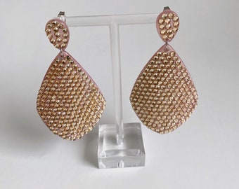 Statement Pink Earrings Acrylic Dangle. Glitters 90's