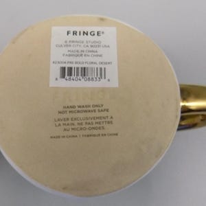 2 New Fringe Studio Floral Mugs w/ Gold Handles Anthropologie Pink Green w/ Tags image 10