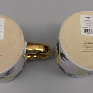 2 New Fringe Studio Floral Mugs w/ Gold Handles Anthropologie Pink Green w/ Tags image 5