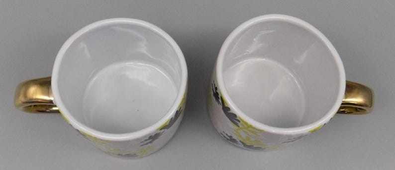2 New Fringe Studio Floral Mugs w/ Gold Handles Anthropologie Pink Green w/ Tags image 6