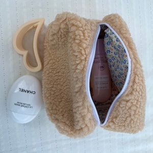 Sherpa bag-Sherpa make up bag- Make up bag- Terry cloth make up bag- Make up pouch- Toiletry bag- Make up purse- Cosmetic bag-cosmetic pouch
