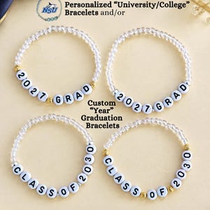 Custom Graduation Bracelets | Class of "Year" | "Year" GRAD | Custom Year, Personalized University College & Milestone Beaded Bracelets