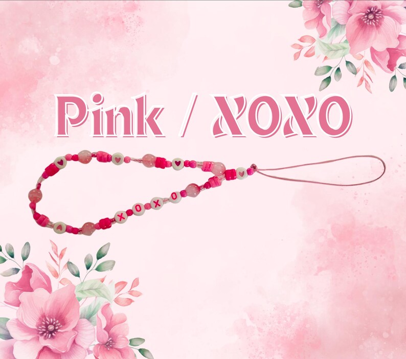 Beaded Accessory | Key chain Beads Accessory | Wallet Accessory | Phone Accessory | Bag Accessory | Water Bottle Accessory | Decoration PINK / XOXO