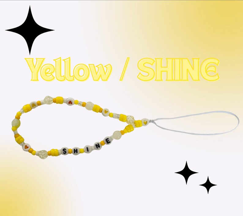 Beaded Accessory | Key chain Beads Accessory | Wallet Accessory | Phone Accessory | Bag Accessory | Water Bottle Accessory | Decoration Yellow / SHINE