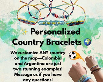 Personalized Country Bracelets | World Cup Bracelet | FIFA World Cup 2026 Bracelet | Soccer Bracelet | Handmade | Summer 2026 Collection