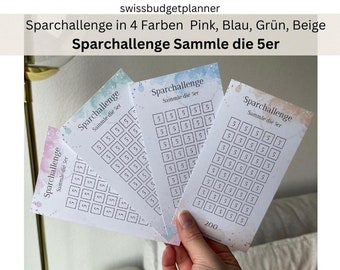 Sparchallenge Collect the 5er l Print version 160g paper l suitable for A6 envelopes l different colors l Minimalist l Envelope method l Switzerland