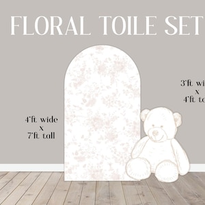 Backdrop Panel Bear Sketch, Party Decor, UV printed, coroplast cutout party decorations: Beige Toile Animals, Beige Toile Floral Party Props
