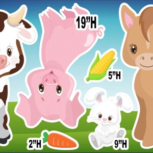 Yard cards decor, Lawn Decor, UV printed, coroplast cutouts party decorations: Cute Farm Animals Yard Signs.