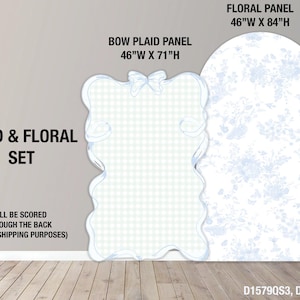 Backdrop Panel Sketch Bear,  Party Decor, UV printed, coroplast cutout party decorations: Blue Toile Party, Blue Toile Floral Party Props