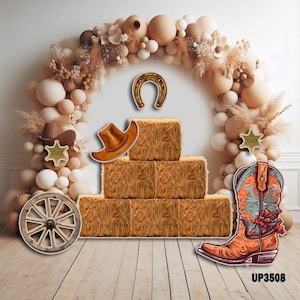 Party Prop decor, UV printed, coroplast cutouts party decorations: Western theme Party cutouts, Western cutout decor, Farm theme party prop