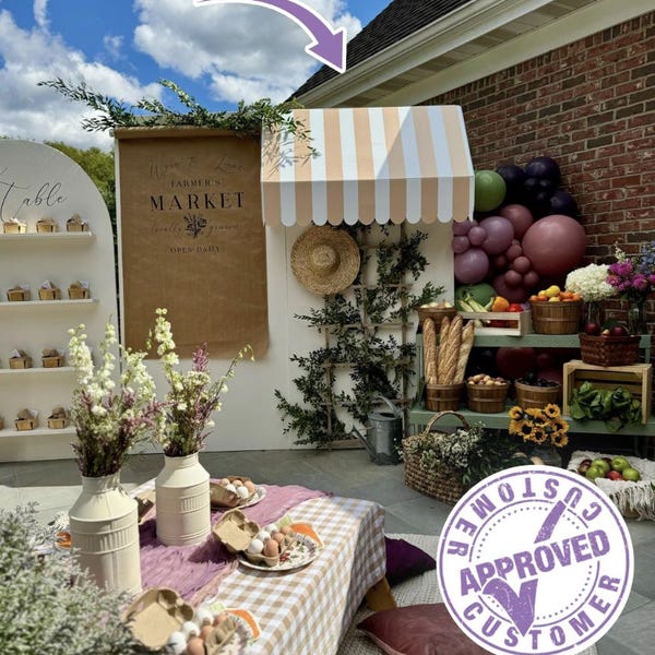 Party Decor, Easy Diy Awning, coroplast cutout party decorations: BEIGE Awning party prop, Awning tent, Awning coroplast made, Party Awning