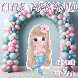 Yard cards decor, Lawn Decor, UV printed, coroplast cutouts party decorations: Mermaid Party Prop, Mermaid about 4ft tall